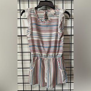 Striped romper with pockets